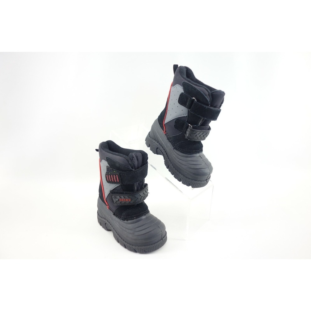 Totes Jeffrey Toddler Black Gray 2 Strap Winter Boots Size US 5M